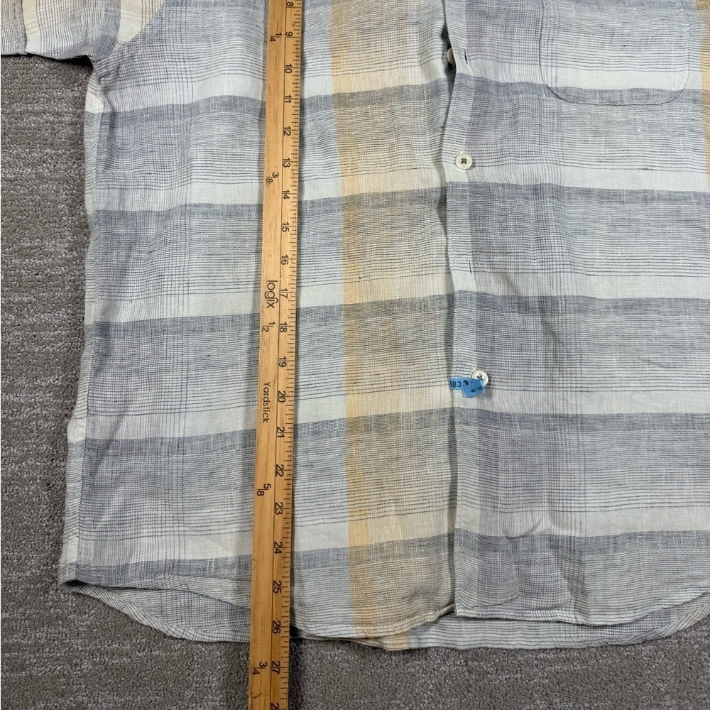 Tommy Bahama Mens 100% Linen Striped Button Down Mens Short sleeve Shirt Large - Picture 7 of 8